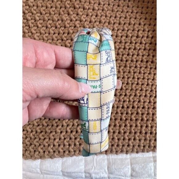 NEW Piggi International Knot Tie Paris Silk Logo Headband Multi Color Pastel - Picture 4 of 6